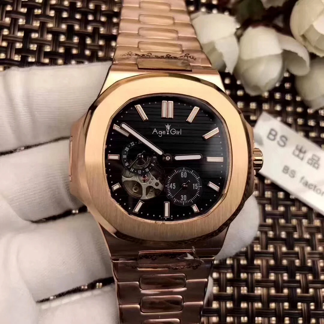 

Luxury Brand New Automatic Mechanical Men Watch Sapphire Rose Gold Tourbillions Watches Silver Black Blue Limited AAA+ Military