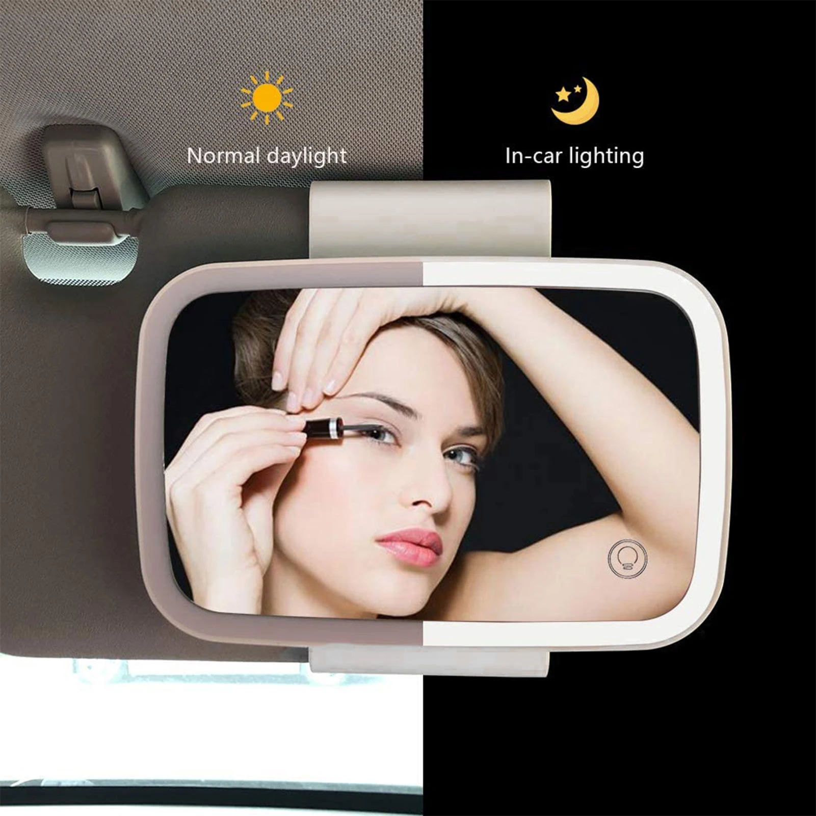 UniversalCarHangingVanityMirrorCarMakeupMirrorSilverplated