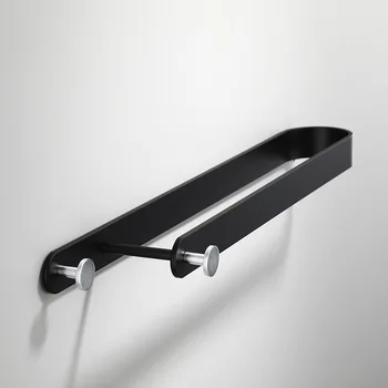 

Free Shipping YUJIE YF5504 Hole free black towel rack Nordic style simple and creative single and double pole towel holder
