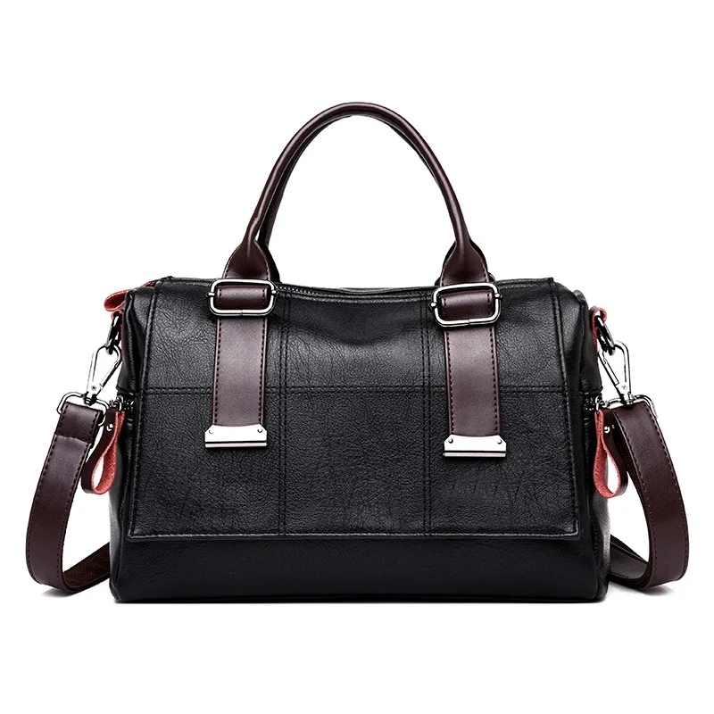 

2019 New Style WOMEN'S Bag Genuine Leather Korean-style Fashion Handbag Boston Shoulder ruan pi bao Bag