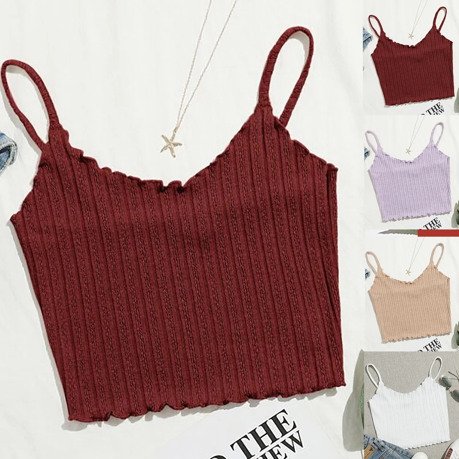Топ Топик Женский Crop Top Women Tops 2020 Solid Sleeveless Pullover Vest Tank Shirts FFT | Женская одежда