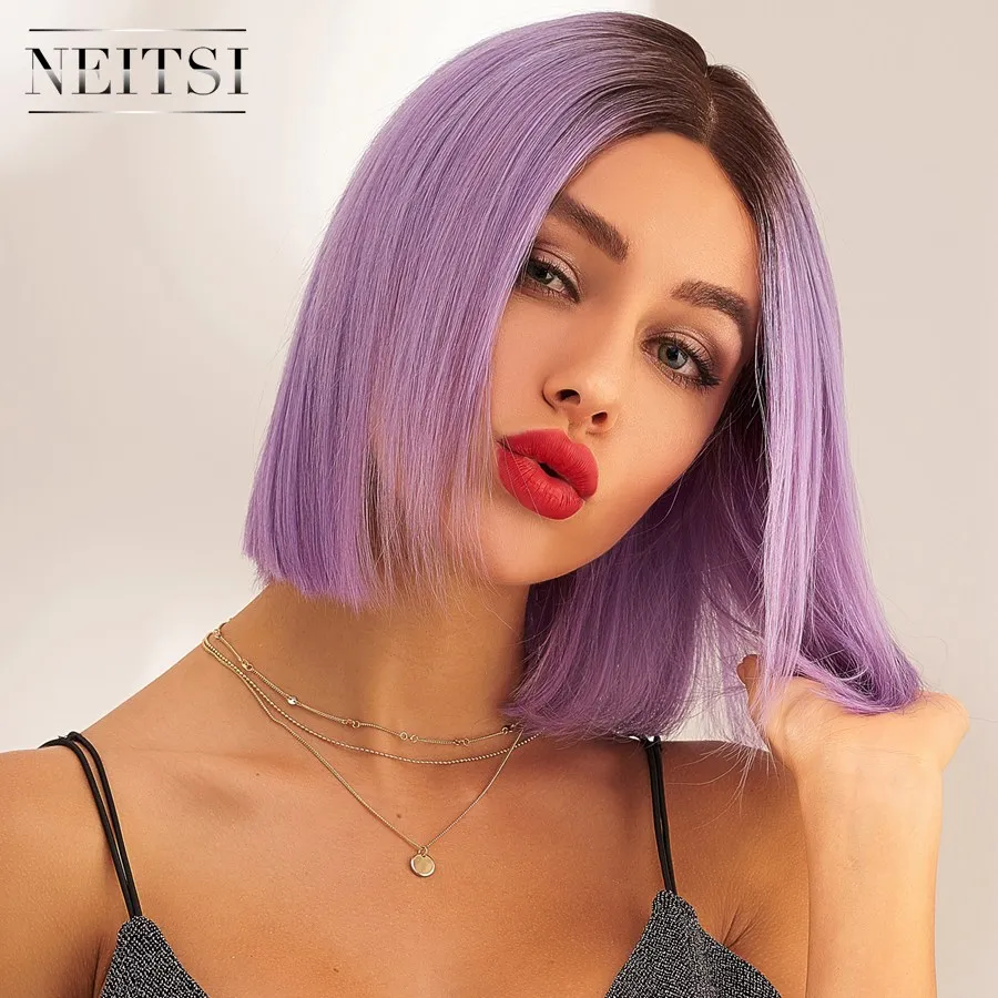 Парики Neitsi Ombre Remy Bob натуральные волосы полукружевные короткие предварительно