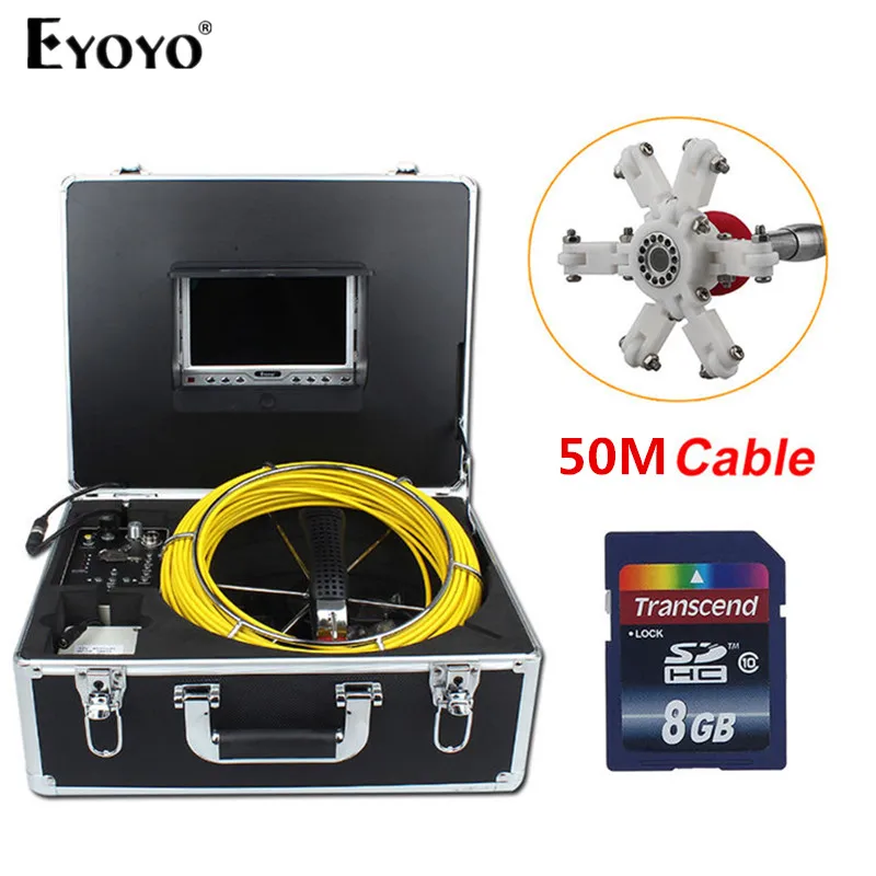

Eyoyo 50M 98FT 7D1 Sewer Waterproof Video Camera 120 Degree Drain Pipe Inspection camera 4500MAh Battery inspekcyjna wodoodporna