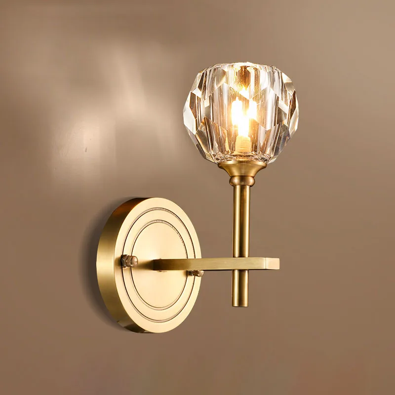 Современный прикроватный настенный светильник Fss с золотыми кристаллами