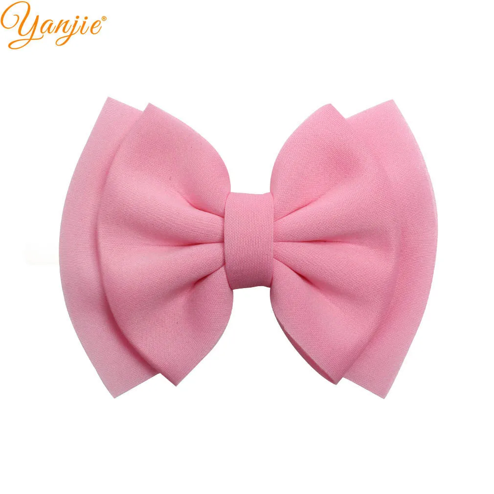 pink 10 шт./лот заколка с бантиком 6 ''двойной слой заколки-бантики для волос для женщин Puff Space хлопок лук DIY Девушки аксессуары для волос Mujer - Цвет: pink