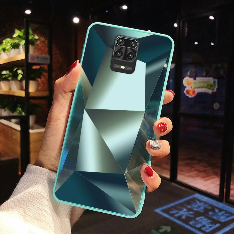 3D Diamond Mirror Soft Silicone Phone Case For Xiaomi Redmi Note8 Note9S Note 8 9 Pro Max Geometric Pattern Back Cover | Мобильные