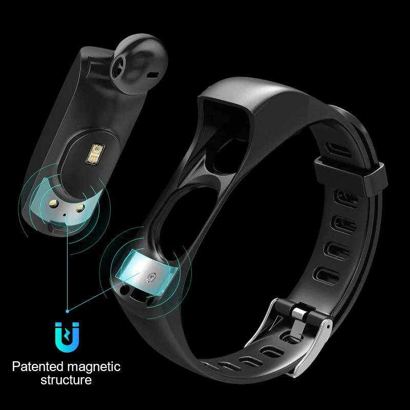 KYCXD smart wristbands bluetooth headset 2 in 1 can talk heart rate blood pressure exercise step monitoring fitness bracelet