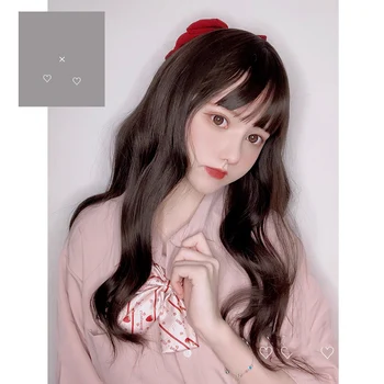 

MANWEI Wig With Bangs Long Wavy Synthetic Hair Cosplay Costume Wig For Women Lolita Wig High Temperature Fiber