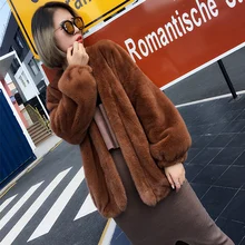 Пальто с искусственным мехом осень-зима Для женщин модные Повседневное теплая одноцветная тонкая женская блуза Цвет корткое пальто из искуственного меха лисы, с меховыми карманами зимний жакет, женский пиджак