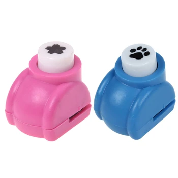 

2Pcs Mini Scrapbook Handmade Cut Card Craft Calico Printing DIY Paper Shaper Punch - Paw & 5 Petaled Flower