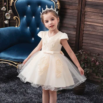 

Flower Vintage Embroidery Babies Girl Dress Opening Ceremony Clothing Tutu Party Elegant Wear Girls Princess Dress Kids Vestidos