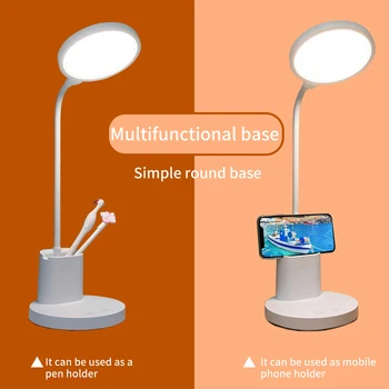 

Home Touch Control Eye Protection Multifunctional 3 Color Modes Simple LED Desk Lamp Adjudtable Gooseneck With Pen Holder