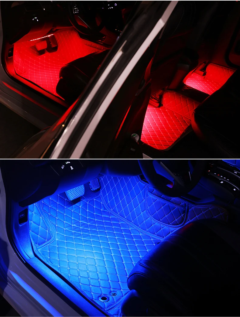 Ambient Light Car Led Neon Floor Foot Light APP Cigarette Lighter RGB Auto Interior Decorative Atmosphere Lights 12V Universal