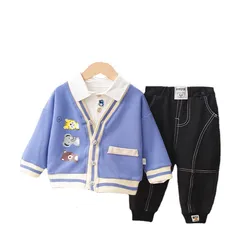 Nova primavera do bebê meninos roupas casuais crianças meninas jaqueta camiseta calças 3 pçs/sets outono da criança roupas de moda miúdo