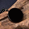 Natural Black Obsidian Stone Pendant Round Pendant Necklaces For Women Men Personalized Customization Fashion Jewelry 2