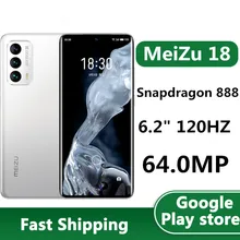 In Stock Meizu 18 5G Mobile Phone 64.0MP 4 Cameras Android 10.0 6.2" 90HZ 3120x1440 30W Charger Snapdragon 888 OTA Bluetooth