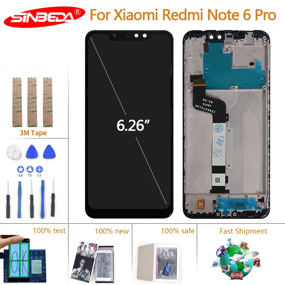 ЖК-дисплей 6 26 дюйма для Xiaomi Redmi Note Pro сенсорный экран с дигитайзером и рамкой Note6