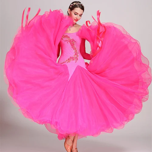 Стандартное бальное платье женские платья для конкурса бальных танцев фокстрот платье для танцев Танго танцевальные костюмы Женская Одежда для танцев sequi - Цвет: Rose