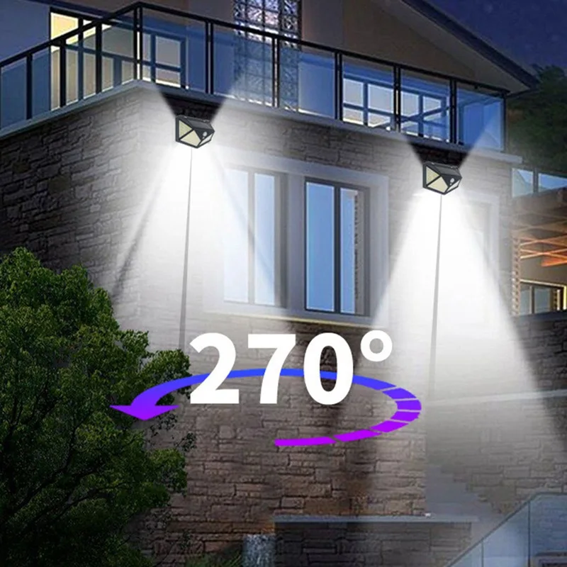 Солнечный светодиодный уличный свет для домашний садовый забор PIR датчик движения настенные светильники 100 светодиодный s Солнечный свет водонепроницаемый