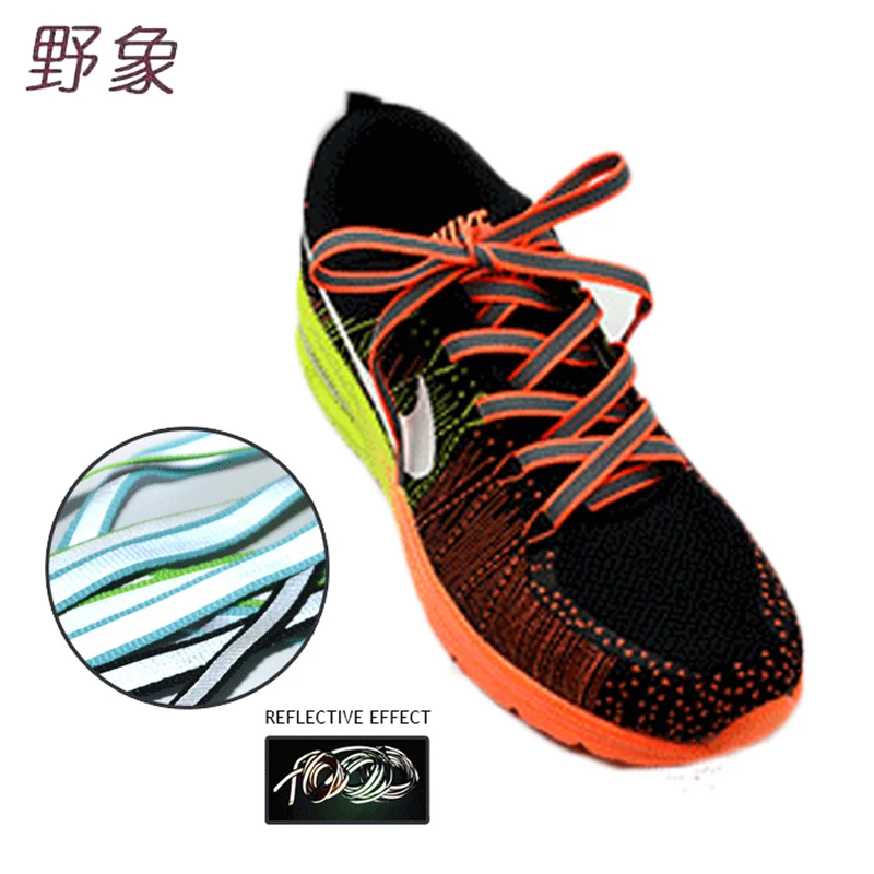 

2018 new sneakers women style1cm width reflective sport shoe laces high visibility flat shoe lace in darkness Safty shoestrings