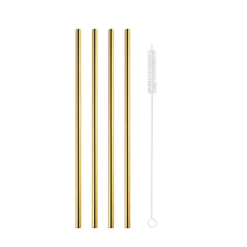 5pcs gold 1 2/4/8 шт. Многоразовые Высокое качество питьевой соломы 304 Нержавеющая сталь красочные металлическая соломинка с чистящая щетка для кружек 20/30 унций - Цвет: 5pcs gold 1