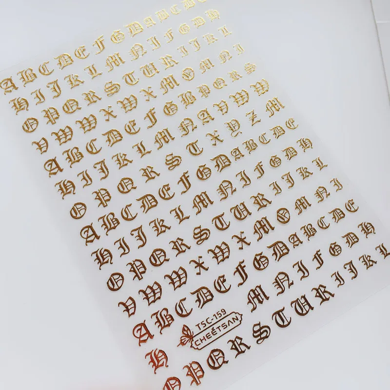 Новейшие TSC-160 наклейки для ногтей с буквами алфавита, 3d наклейки для дизайна ногтей, наклейки для ногтей, штамповка, экспорт из Японии