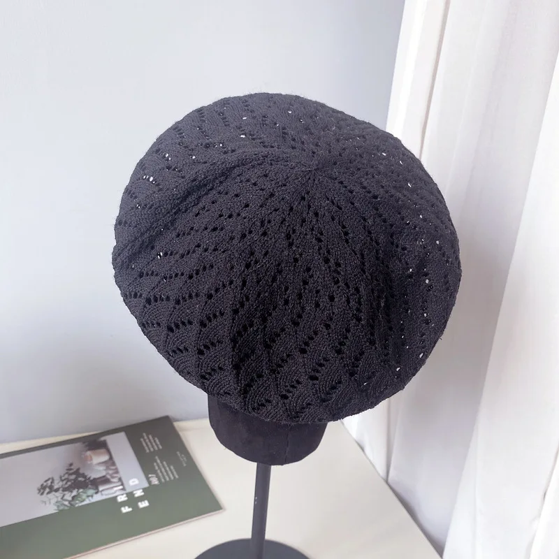 mens hats beret Summer Beret Hats For Women Flat Cap Knit Hollow Beret Hats Lady Girl Berets Hat Bone Female French Painter Hat Sun Cap Gorro men's cotton beret hat