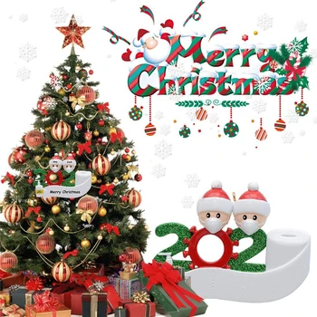 

5pcs 2020 Quarantine Christmas Tree Ornament Blank Festival Party Gift Product Personalized Tree Hanging Ornament Home Decor