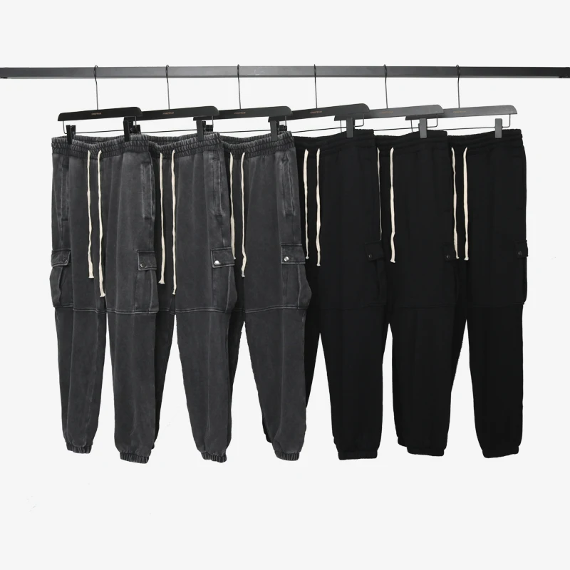 Street trend sports casual pants washed old retro big pocket guard pants loose male couple beam feet long pants