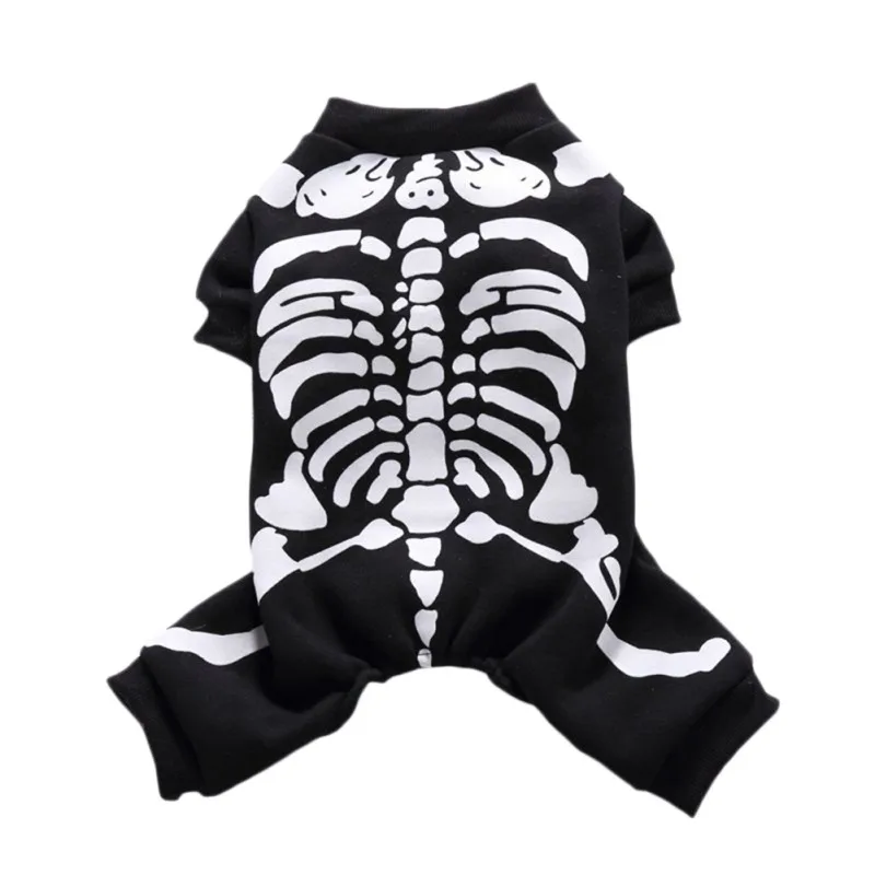 Fun Skeleton Cat Clothes Halloween Pet Puppy Kitten Coat Jacket For Small Medium Dog Chihuahua Yorkshire Dress Up Costume | Дом и сад