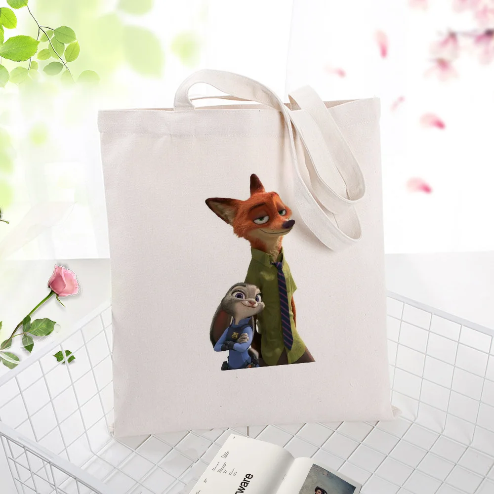ZOOTOPIA032 Zootopia серийная Холщовая Сумка для ежедневного использования хозяйственная сумка текстовый DIY пользовательский принт логотип экологический многоразовый сумка из перерабатываемого материала - Цвет: ZOOTOPIA032