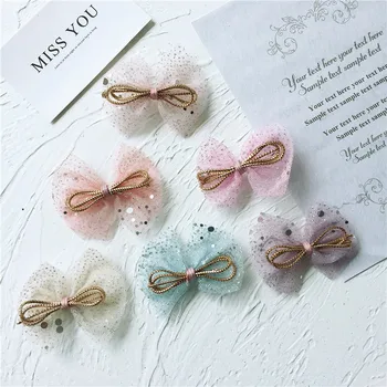 

5.5*3.5cm 15pcs/lot sequin mesh bowknot for DIY handmade Hair clip accessories without clip on the backside
