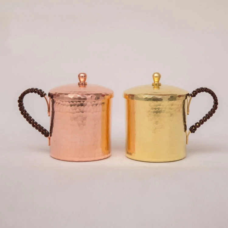 

Handmade Copper Cup Thickened Coffe Mug with Lid Creative Water Cup