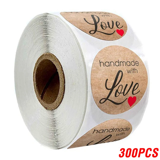 100-500pcs Vintage Kraft Paper Stickers Scrapbook Gift Stationery Label Stickers Handmade With Love Thank You For The Stickers YH32-300pcs