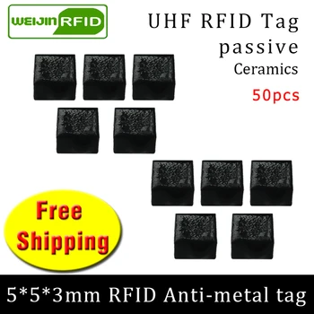 

UHF RFID anti-metal tag 915mzh 868mhz Alien H3 50pcs free shipping tools management 5*5*3mm small smart card passive RFID tags
