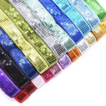 

5 Yards/lot 5 Rows Square Sequin Beading Ribbon 25mm Sequin Lace Trims for Sewing Craft Garments Headdress Wedding Decoration