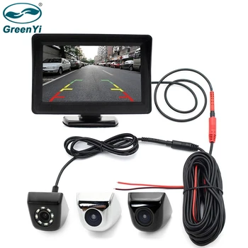 

GreenYi 4.3" HD Car Monitor with Waterproof Vehicle Rear View Backup Camera 2in1 Parking CCTV Video System + 6M Video Cable