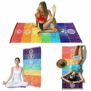 

Yoga Beach Towel Pilates Workout Mat Rainbow Non Slip 150x75cm Gift Practical