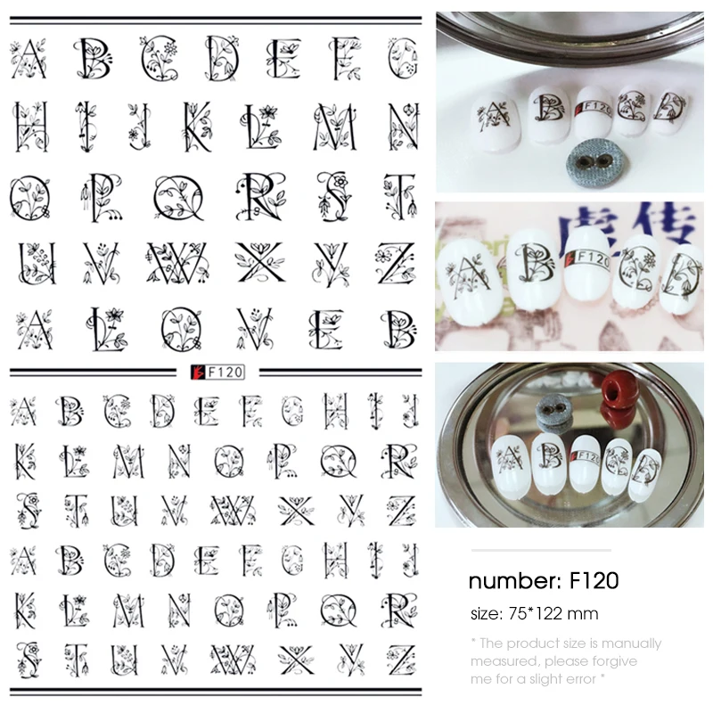HNUIX1 шт., 3D слайдер для ногтей, черная русская надпись, наклейки, фламинго, дизайн, клей, маникюрные кончики, украшение для ногтей - Цвет: F120