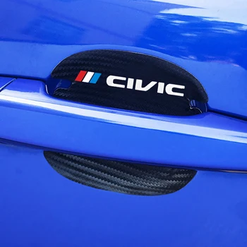 

4Pcs For honda civic 10th type r accessory car wrist of door protective film sticker Carbon Fiber leather Door Handle Adhesive