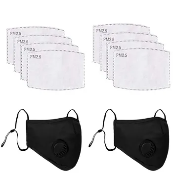 

2pcs Fashion Men Women PM2.5 Mouth Cover Respirator Washable Reusable Cotton Face Mouth Cover with 8 Filters Toiletry Kits