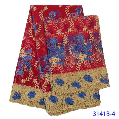 Африканская ткань Tissu Bazin Riche Getzner с камнями парча жаккардовое кружево с 2 ярдами Сетчатое кружево для свадьбы KS3141B - Цвет: Picture 4