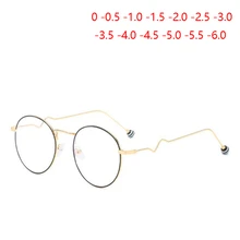 Ретро Металлические овальные готовые очки для близорукости для женщин и мужчин ультралегкие анти-Голубые светлые яркие жемчужные цветные близорукие очки 0~-6,0