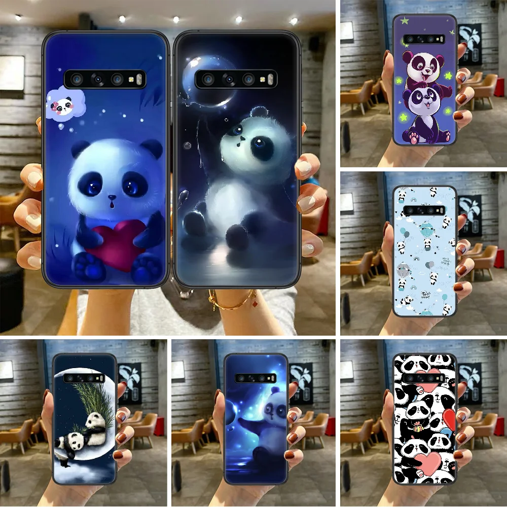 С изображением милой панды чехол для телефона SamSung Galaxy S Note 7 8 9 10 20 Uitra Plus E Lite черный