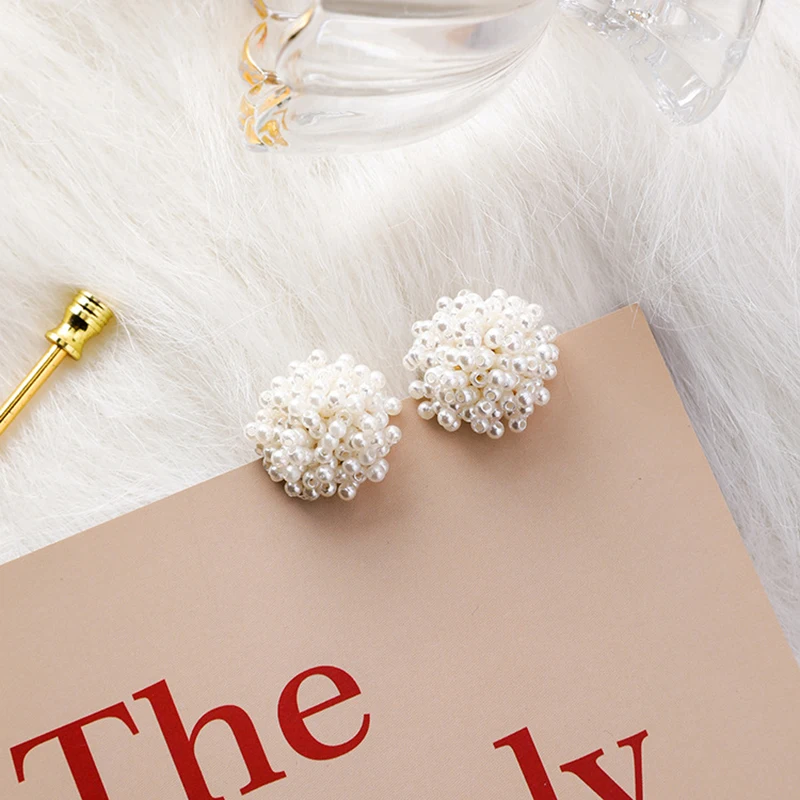 Винтажные серьги гвоздики ручной работы с искусственным жемчугом и цветком