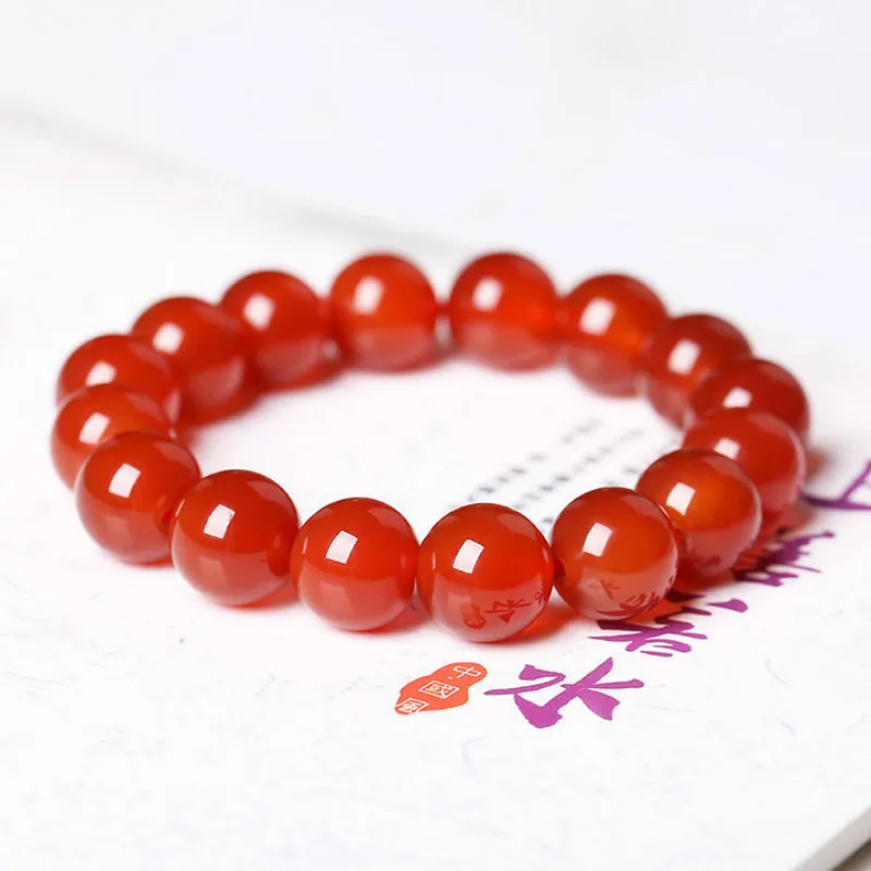 Red Carnelian Coral Natural Stone Beads Elastic Beaded Bracelet Bangle Men Women Bracelets Jewelry Gifts 4mm 6mm 8mm 10mm 14mm