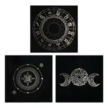 Mantel de Tarot, paño de Altar pagano, Triple astrología, Tarot, impresiones misteriosas, cubierta de Tarot, mantel de mesa