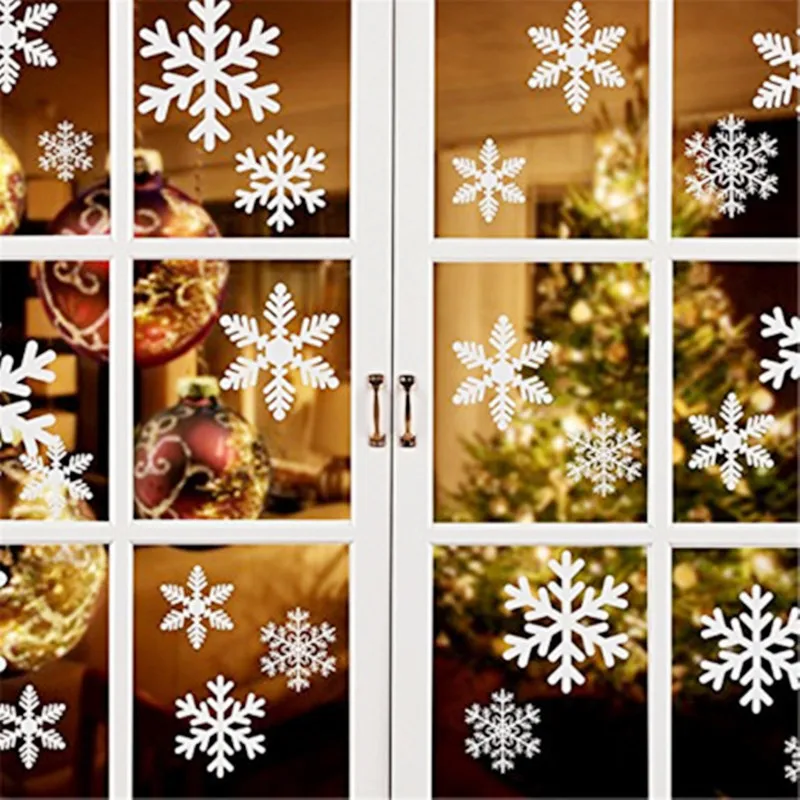 

38PCS Winter Snowflake Christmas Gifts House Decoration Wall Window Sticker White Frozen Snow Flakes Art Decal Window Stickers