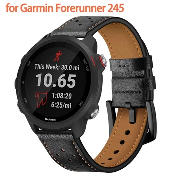 

22mm Genuine Leather watch Band for Garmin Forerunner 245 band for Xiaomi Amazfit Pace/Stratos galaxy gear s3 strap bracelet