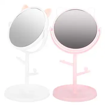 

Portable cute rotating makeup mirror vanity vanity mirror princess mirror table mirror with tray for girls